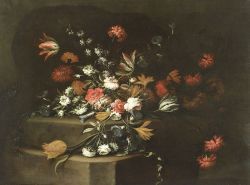 Italian School, 17th/18th Century Style Formal Floral Still Life With Tulips, Carnations, and Morning Glories